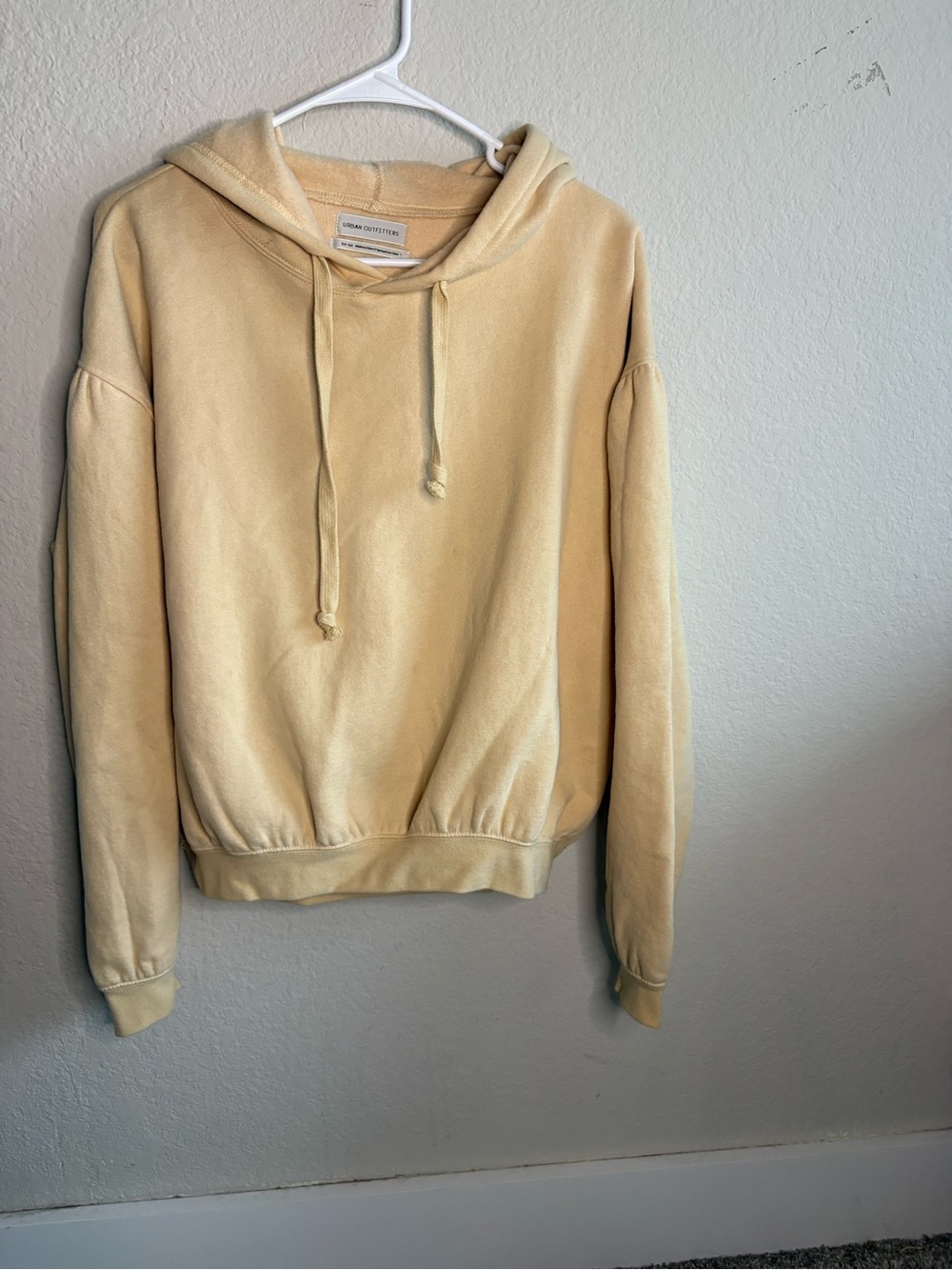 Urban Outfitters Men's Crewneck Hoodie in Pale Yellow